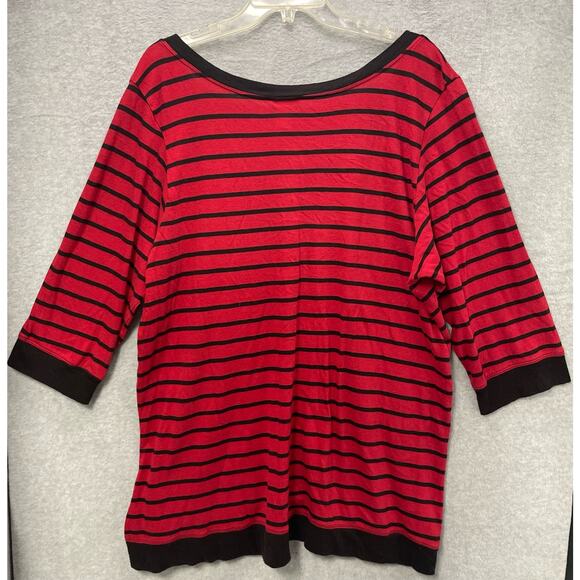 Torrid Red Black Striped Half Sleeve Top Size 3X - Picture 3 of 5